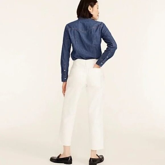J. Crew Petite high rise patch pocket straight leg jeans white BA682 27 P27 - Picture 3 of 5